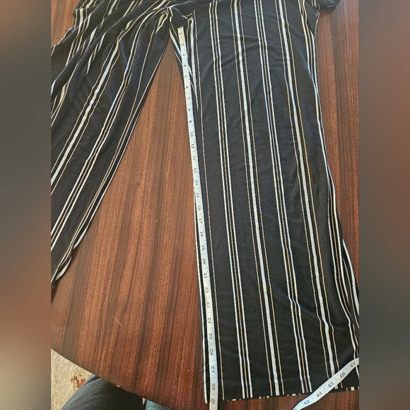 Alfani Wide Leg Black Brown Gold Striped Pull On Pants Plus Sz 1X EUC - Picture 8 of 10